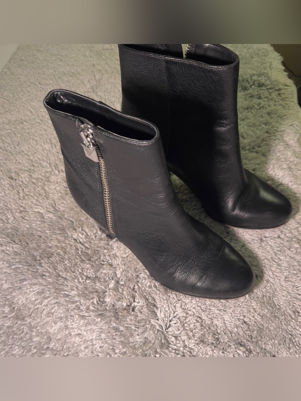 MICHAEL Michael Kors Margaret Black Leather Zip-Accent Ankle Booties